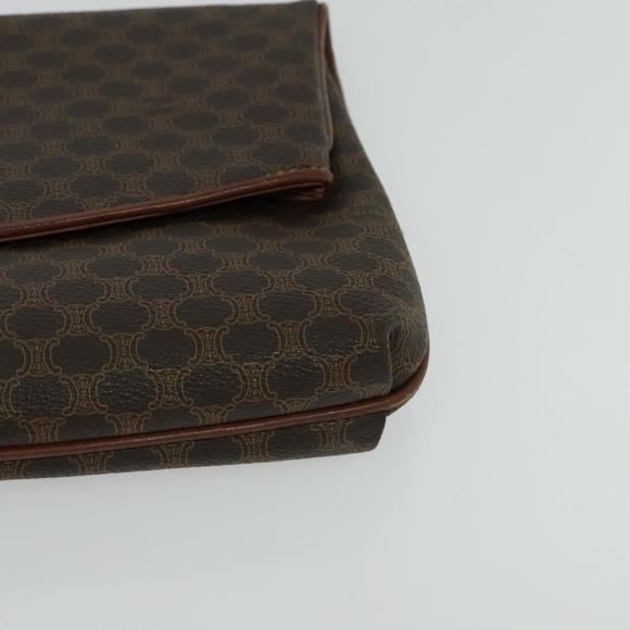 CELINE Macadam Canvas Clutch Bag PVC Leather Brown Gold Auth bs23653 - Picture 9 of 16
